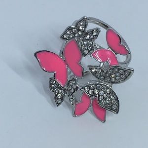 Pink & Silver Butterfly Scarf Slide